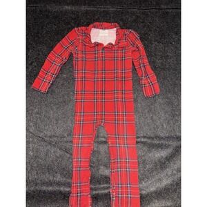 Little Sleepies Red Holiday Plaid One Piece Pajamas‎ Toddlers Sz 3T 0575